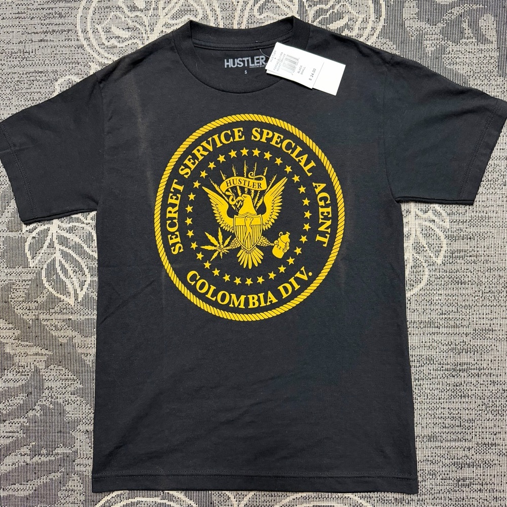 Hustler Hollywood Black and Yellow Graphic T-Shirt